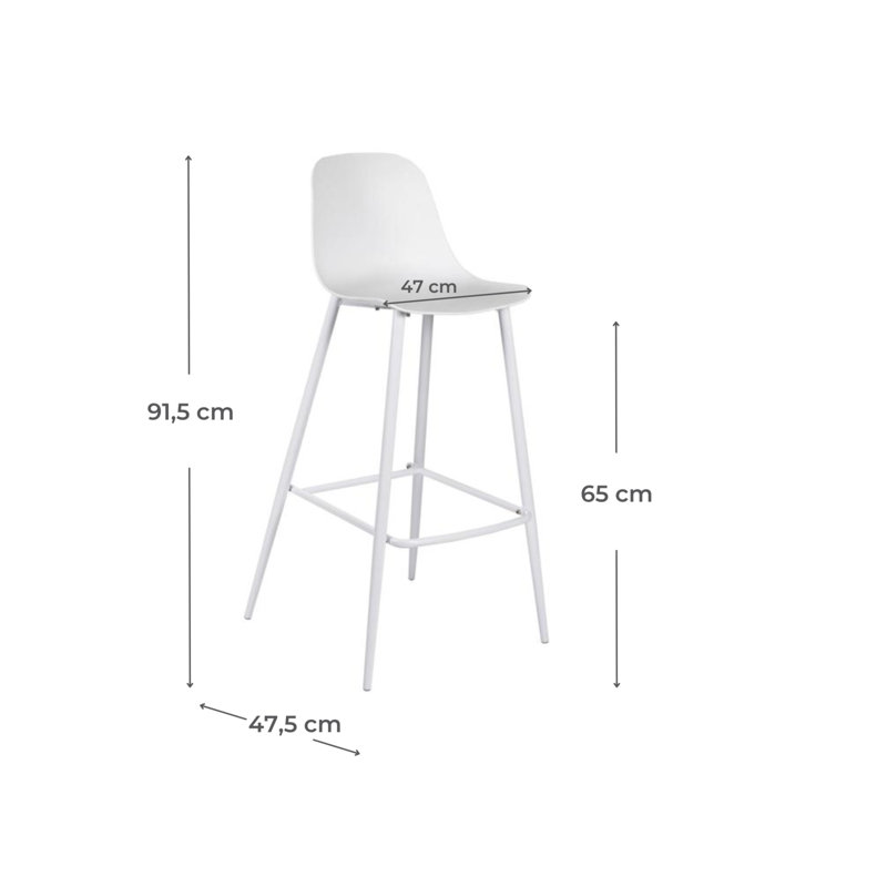 Dorchester Counter Stool with Metal Frame, White