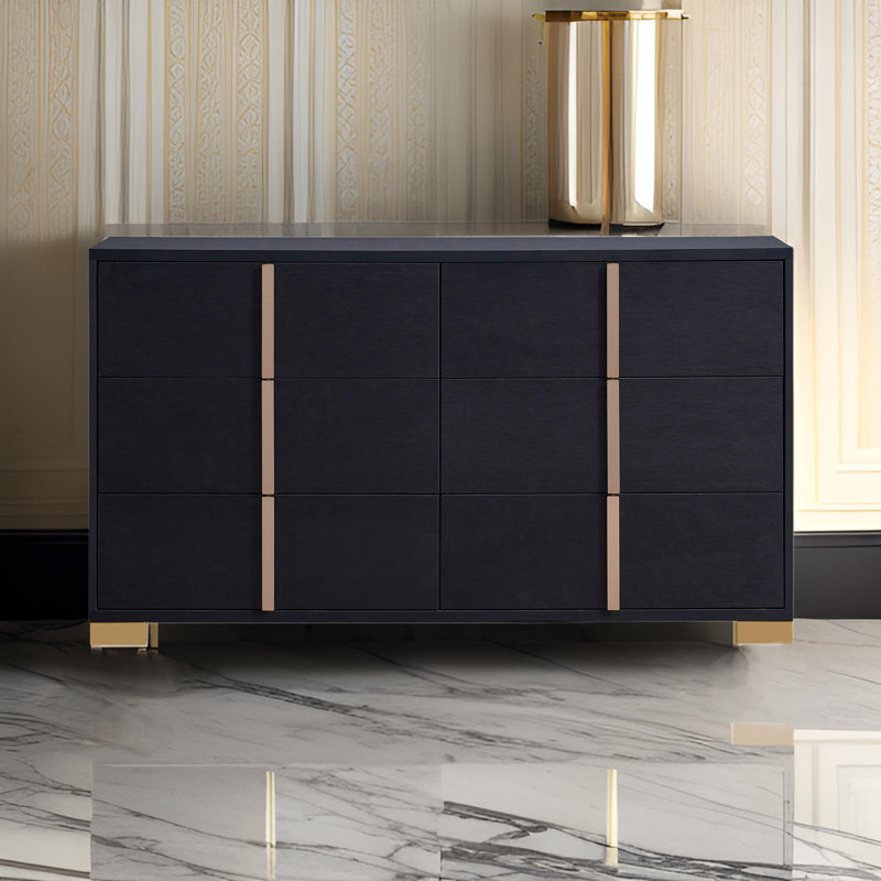 Deeyn 58.5'' W 6 - Drawer Dresser, Black