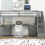 Lit mezzanine simple avec bureau et double rangement, rangement gris-979425821