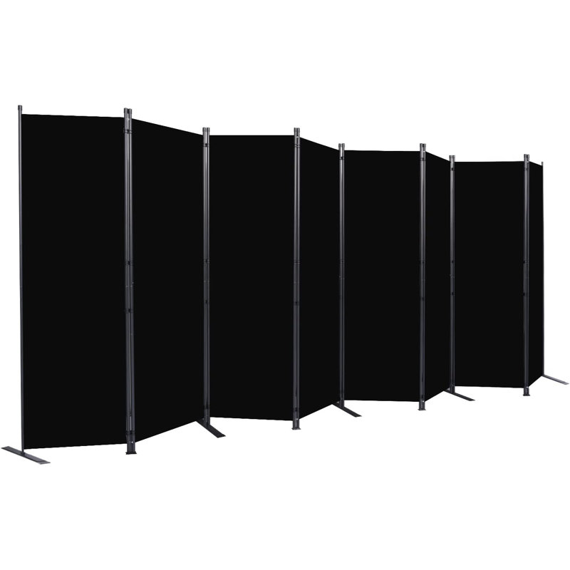 Black Steel and Polyester Folding Room Divider, 176'' W