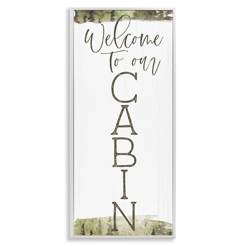 Bienvenue dans notre cabane, estampe numérique verte, design by Lux + Me Designs, H 30 po x l 13 po