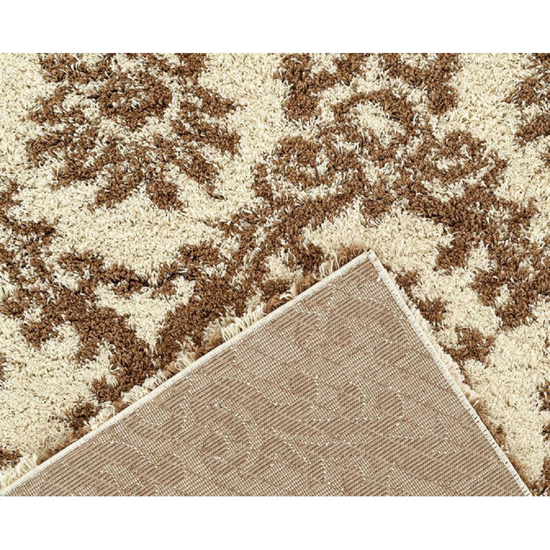 Tapis intérieur/extérieur crème/brun damassé Milne, Rectangle de 2 pi x 3 pi