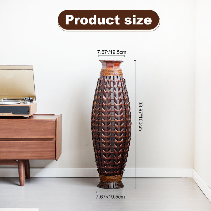 Vase de plancher en bambou tissé à la main 38,97 pouces
