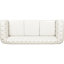 Canapé 3 places blanc de 211,8 cm (83,28 po), revêtement en similicuir, rembourrage en mousse, structure en bois massif et contreplaqué, pieds stables en bouleau avec accoudoirs arrondis, assise longue, revêtement en similicuir, rembourrage et structure, peinture vernie