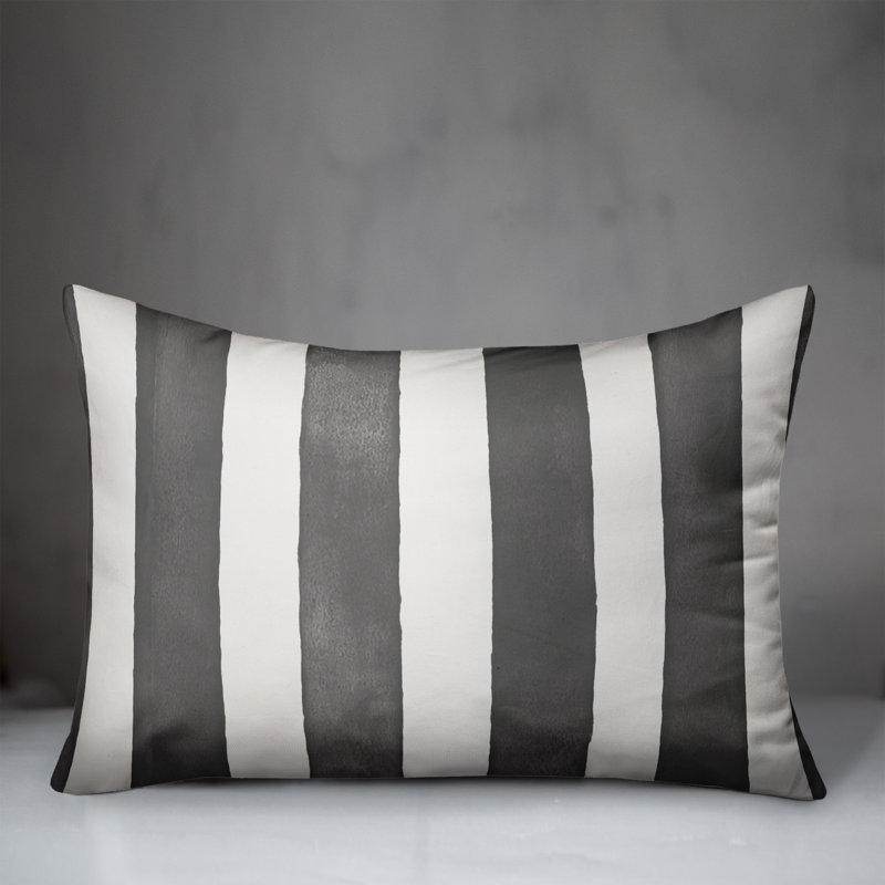 Housse et insert de coussin d'extérieur rectangulaire Watercolor Stripe 17, Bleu