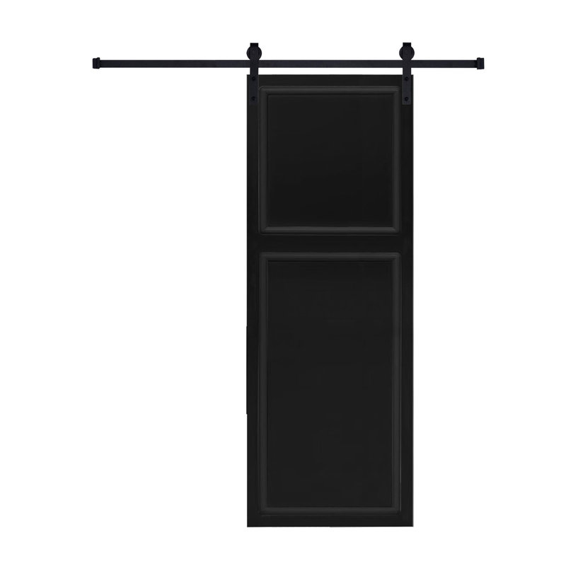 Moderne 2 panneaux 84 po x 42 po Porte de grange coulissante en bois de noyer noir avec ensemble de quincaillerie, 42" x 84"
