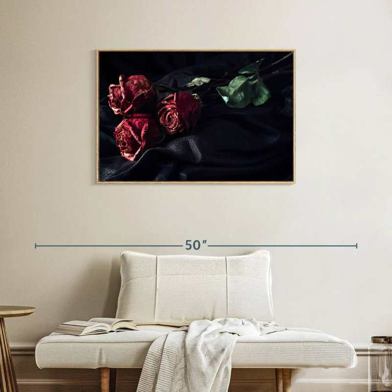 Roses du Désespoir, Cadre flottant en bois naturel, 37 po x 25 po