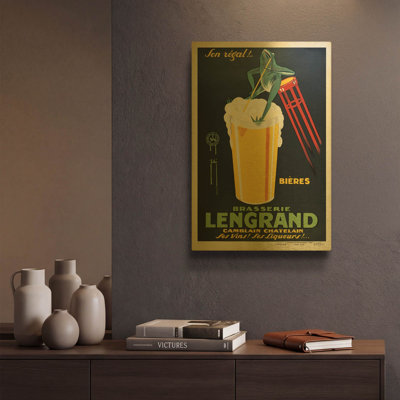 «Brasserie Lengrand» par Vintage Posters, art mural en métal doré, 12 po x 16 po