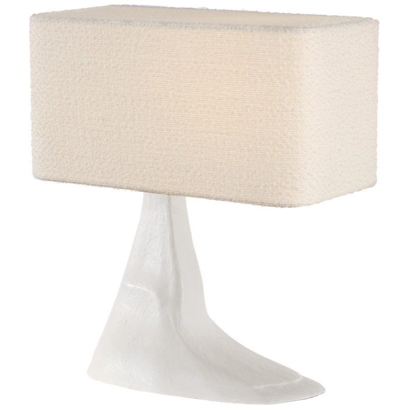 Anne-Marie Barton Terra-Forma 23" Left Table Lamp in Museum Pewter with Boucle Shade, Aluminum, White