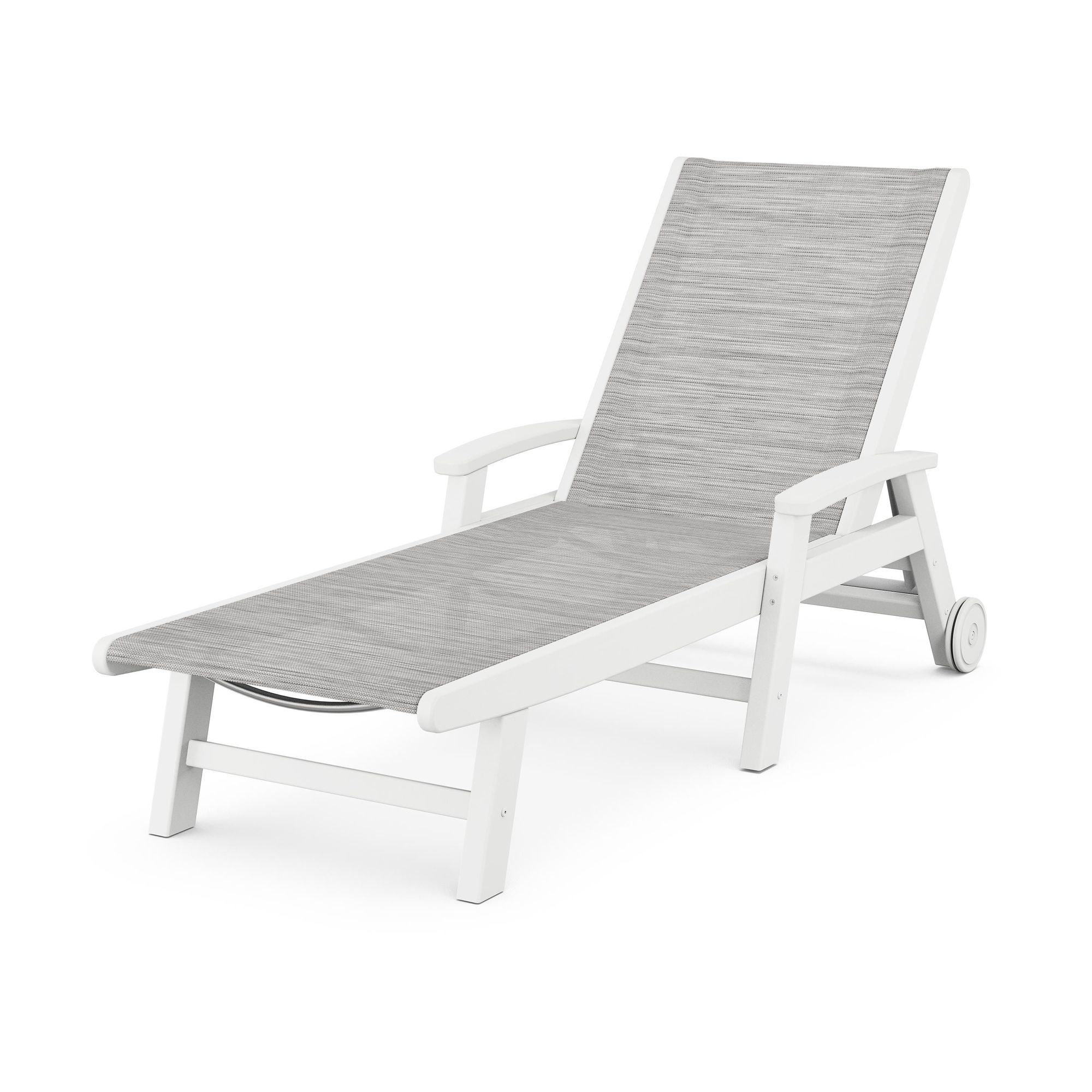 POLYWOOD Coastal Chaise with Wheels, Metallic, White