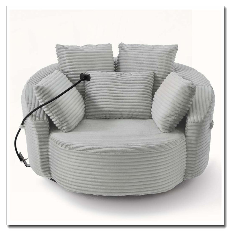 Fauteuil demi-tonneau pivotant à 360 °, Gris clair