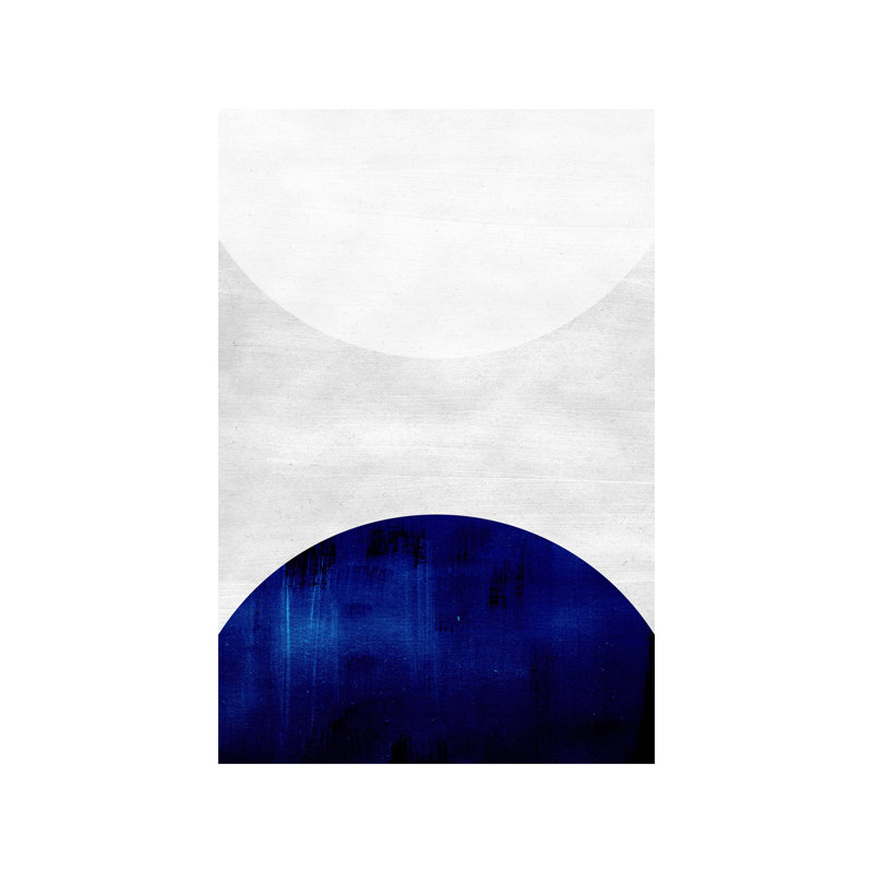 «White and Cobalt» par LEEMO - Impression d'art graphique, H 48 po x l 32 po x P 1,5 po, Toile tendue