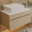 Meuble-lavabo 31,5 po avec lavabo vasque, plateau en bois massif, armoire de rangement murale en céramique