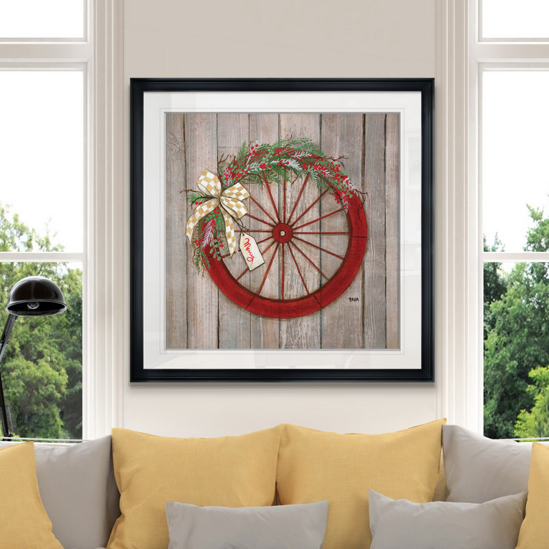 « christmas wheel », peinture, H 16 po x l 16 po x P 1,5 po, Cadre noir