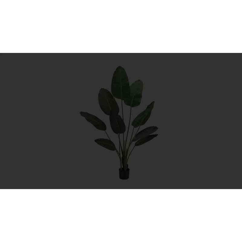 60-Inch Green Faux Bird of Paradise Floor Plant in Black Pot