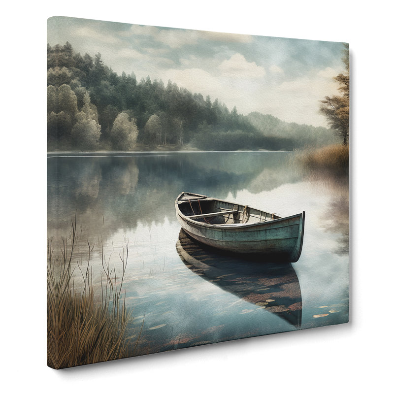 Boat On A Lake Digital No.1 - No Frame Print, 35cm H x 35cm W x 3cm D