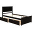 Lit plateforme simple avec 2 tiroirs de rangement à roulettes en bois massif et tiroirs coulissants-1132999465