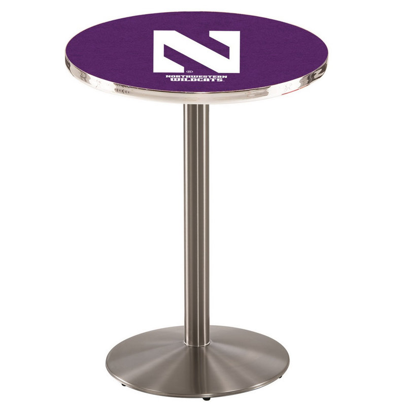 Round Metal Base Dining Table, Stainless Steel, Northwestern University