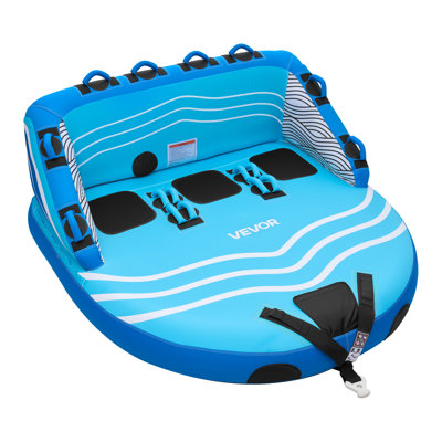 Towable Tubes for Boating, 3-Rider Inflatable Towable Tube for Boat to Pull, 510 lbs Capacity Water Sports Boating Tubes - with Full Nylon Cover, Dual Tow Points, Safety Valve & Padded Handles