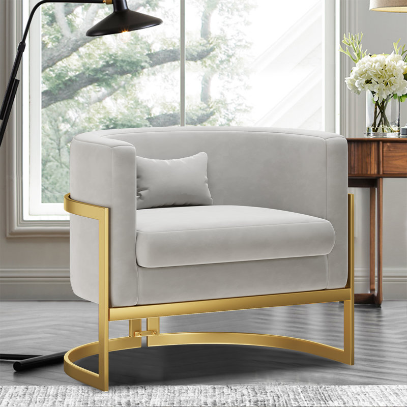 Fauteuil Shelbi 31Cm W, Velours gris velours, Gold