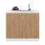 Armoire de rangement en chêne blanc et naturel avec 2 portes et 3 tablettes