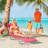 Foldable Pool Chair, Pink, With Reclining Back And Mesh Seat Yard Lounge Breathable Seat, For Outdoor Relaxation