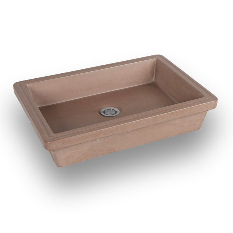 Newterra Handmade Rectangular Undermount Bathroom Sink, Clay