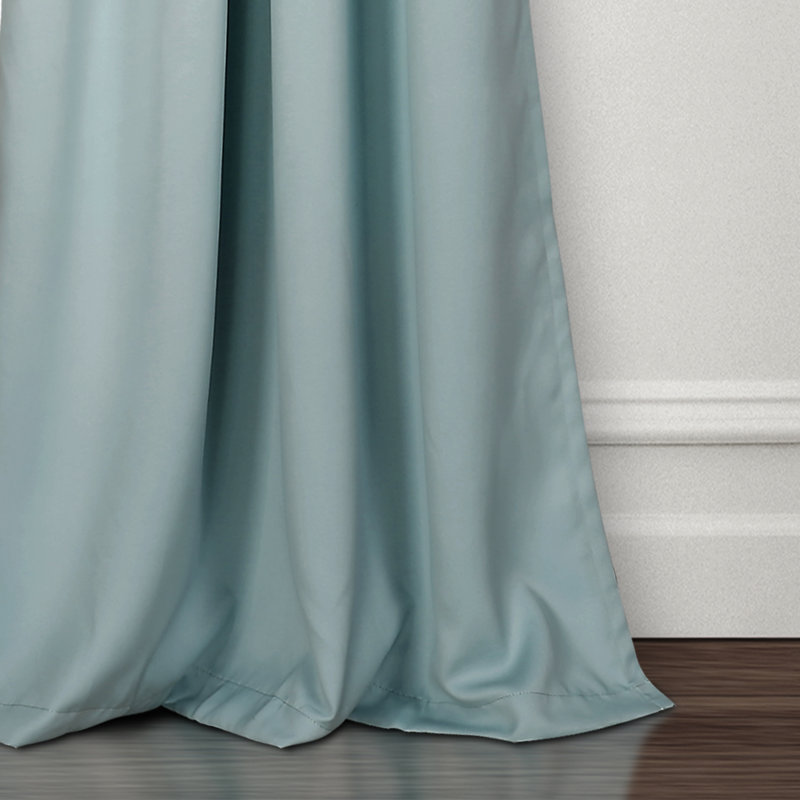 Blue Polyester Blackout Grommet Window Curtain Panels, 52" x 108"