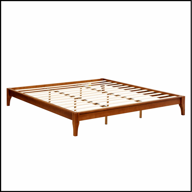 Structure de lit plateforme en bois de bambou sec de 12 pouces avec support en lattes de bois, silencieuse et facile à assembler