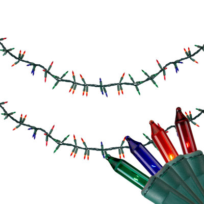 Mini Christmas Light Garland Set - Multi-Color - 18' Green Wire - 300Ct