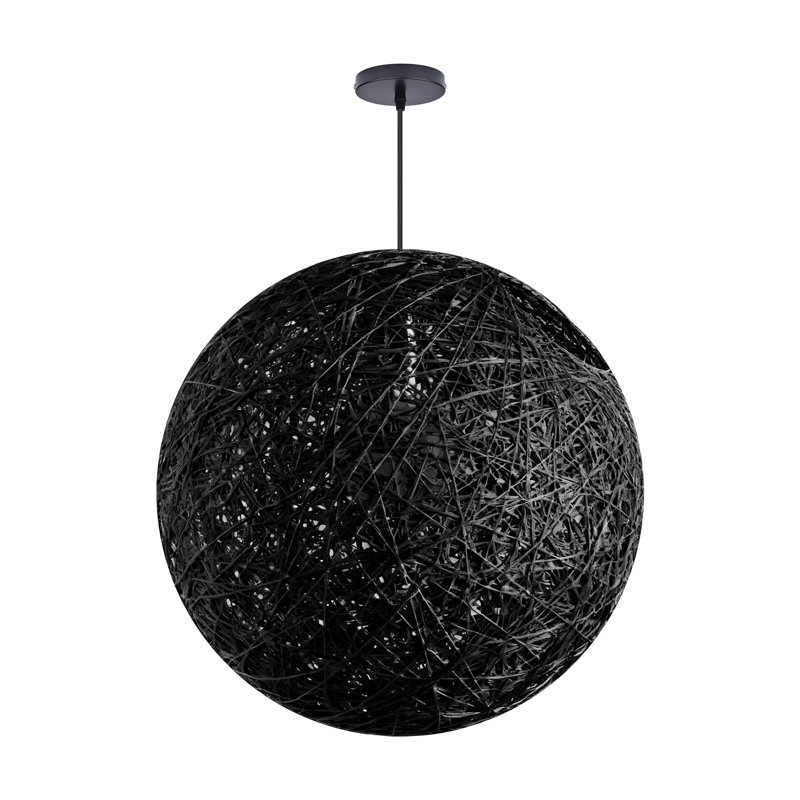 Luminaire suspendu sphère 1 lumière blanc, H 23,62 po x l 23,62 po x P 23,62 po, Noir