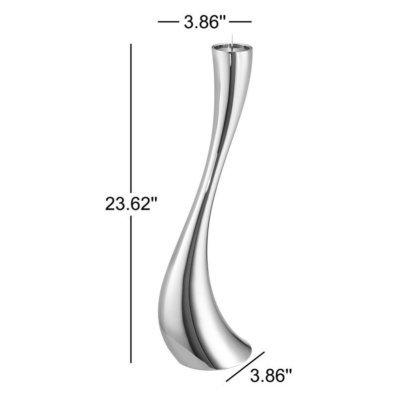 Cobra Stainless Steel Floor Candlestick, 23.62" H x 3.86" W x 3.86" D, Silver