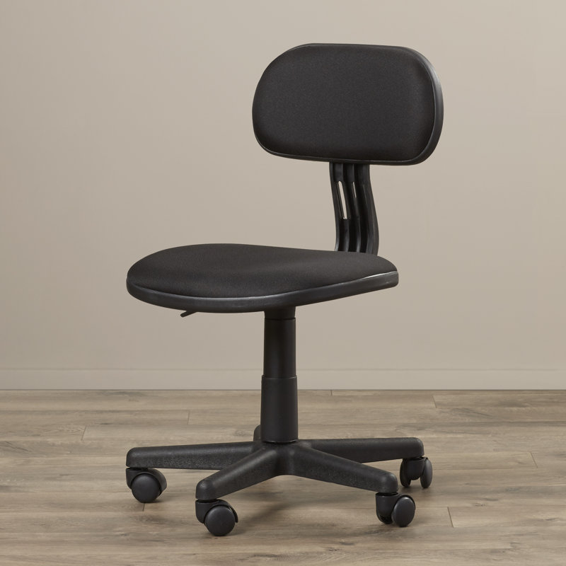 Black Swivel Armless Fabric Task Chair