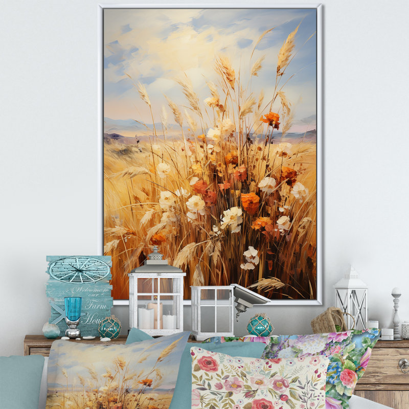 Harmonie naturelle et floraison, H 32 po x l 24 po x P 1 po, Cadre flottant blanc