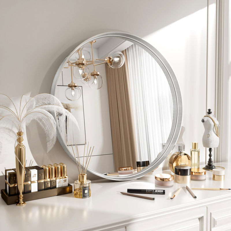 Aevar Tempered Glass and Aluminum Alloy Framed French Cleat Mounted Wall Mirror with 5-Year Warranty, 18" x 18"