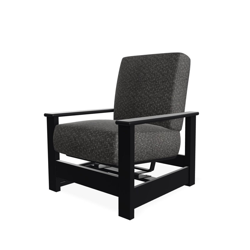 Leeward Marine Grade Polymer Deep Seating Cushion Arm Chair with Hidden Motion, Black, Hither Char
