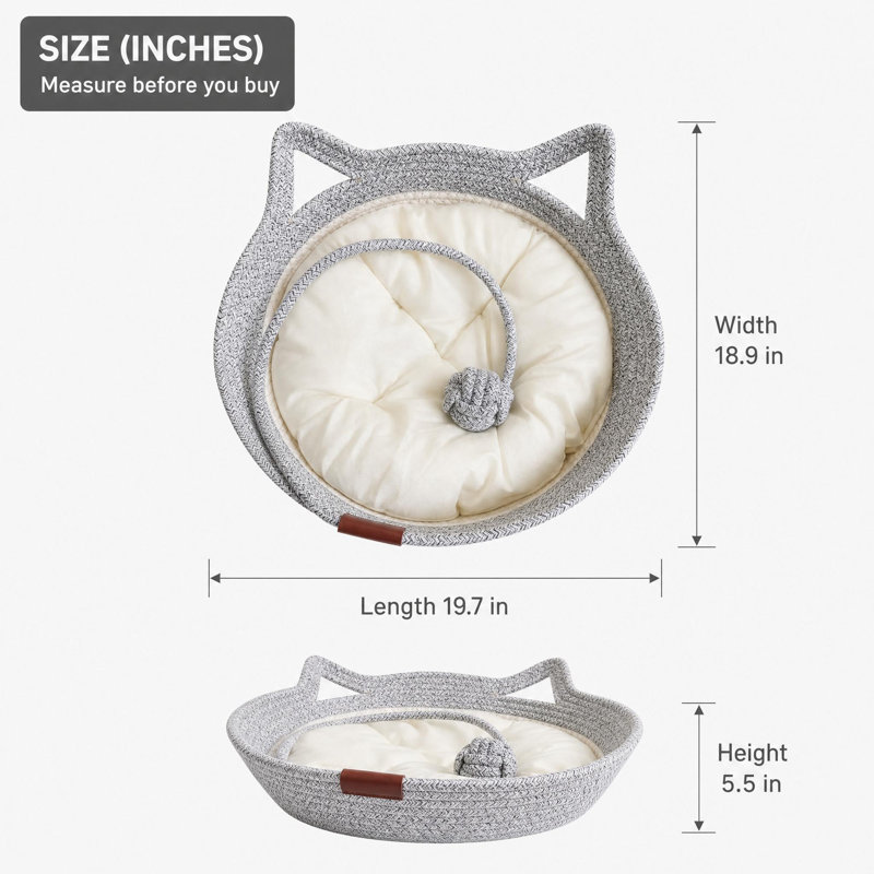 Lit pour chat en corde de coton, lit griffoir pour chat d'intérieur, panier pour chat durable