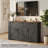 42" Farmhouse Buffet Cabinet with Storage, Coffee Bar Station with 3 Drawers and Adjustable Shelves, Black-247931816