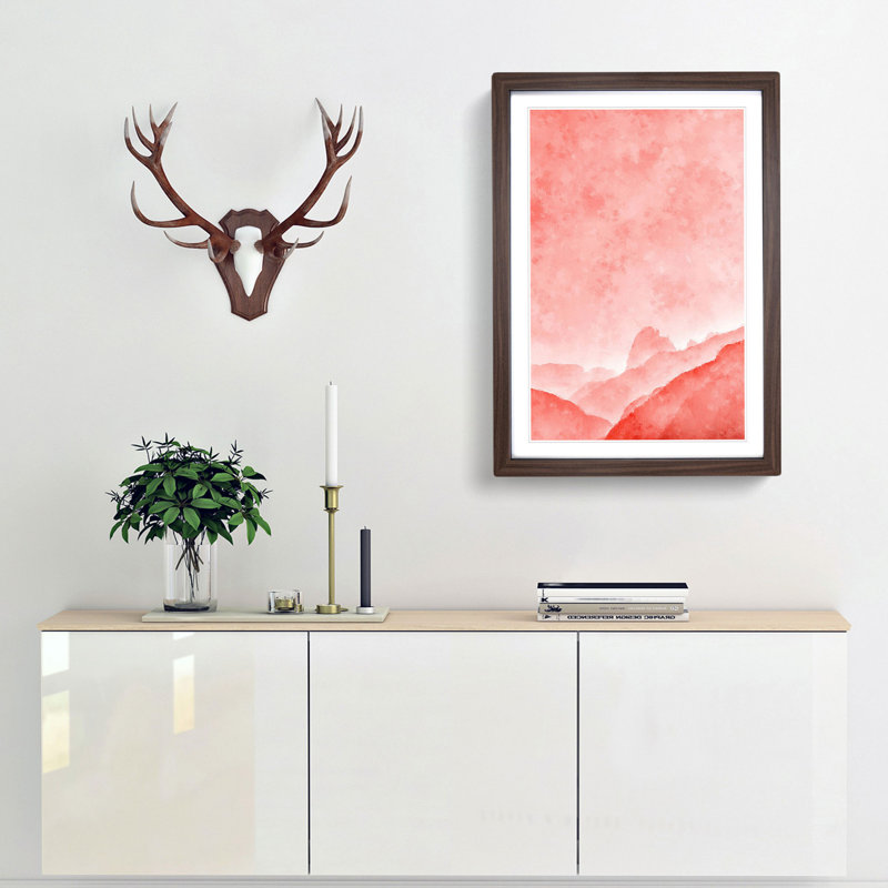 Coral Mountains - Picture Frame Painting Print, 63cm H x 45cm W x 2cm D, Walnut Framed