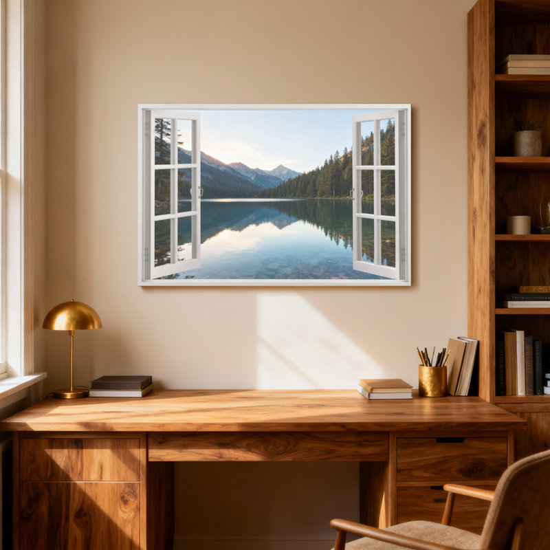 Cadre de fenêtre paysage et nature, H 16 po x l 24 po
