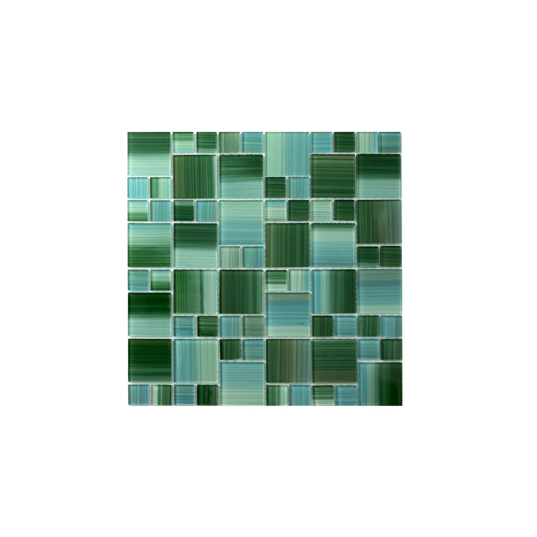 Swimming Pool Random Sized Straight Edge Glass Mosaic Tile WS Tiles®