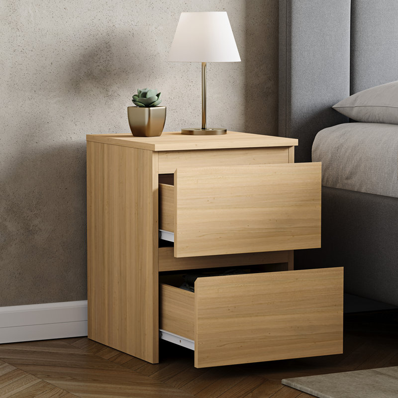 Cunha 2 - Drawer Large Bedside Cabinet Bedroom Furniture, Pine
