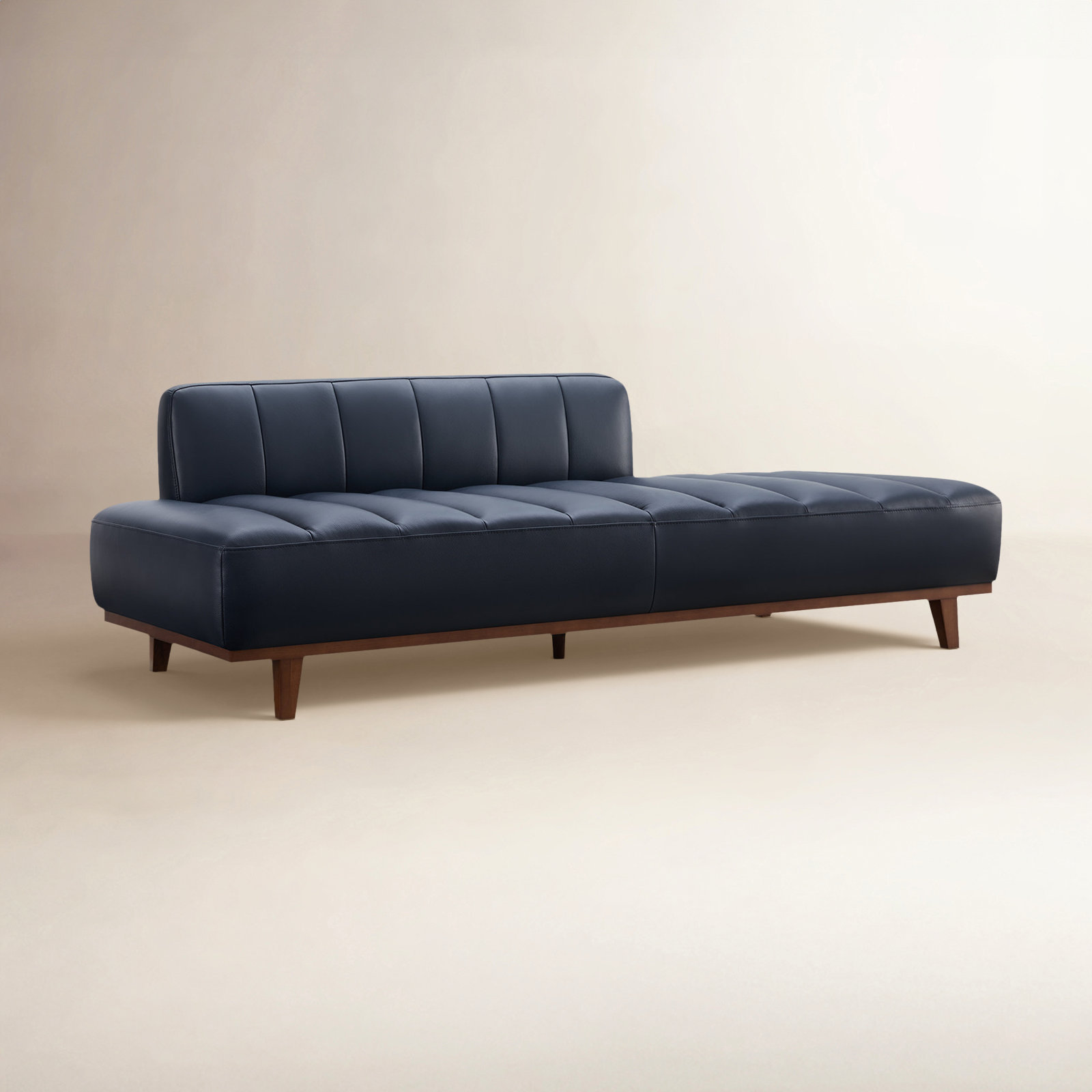 Novi Genuine Leather Chaise Lounge, Florida Blue Genuine Leather