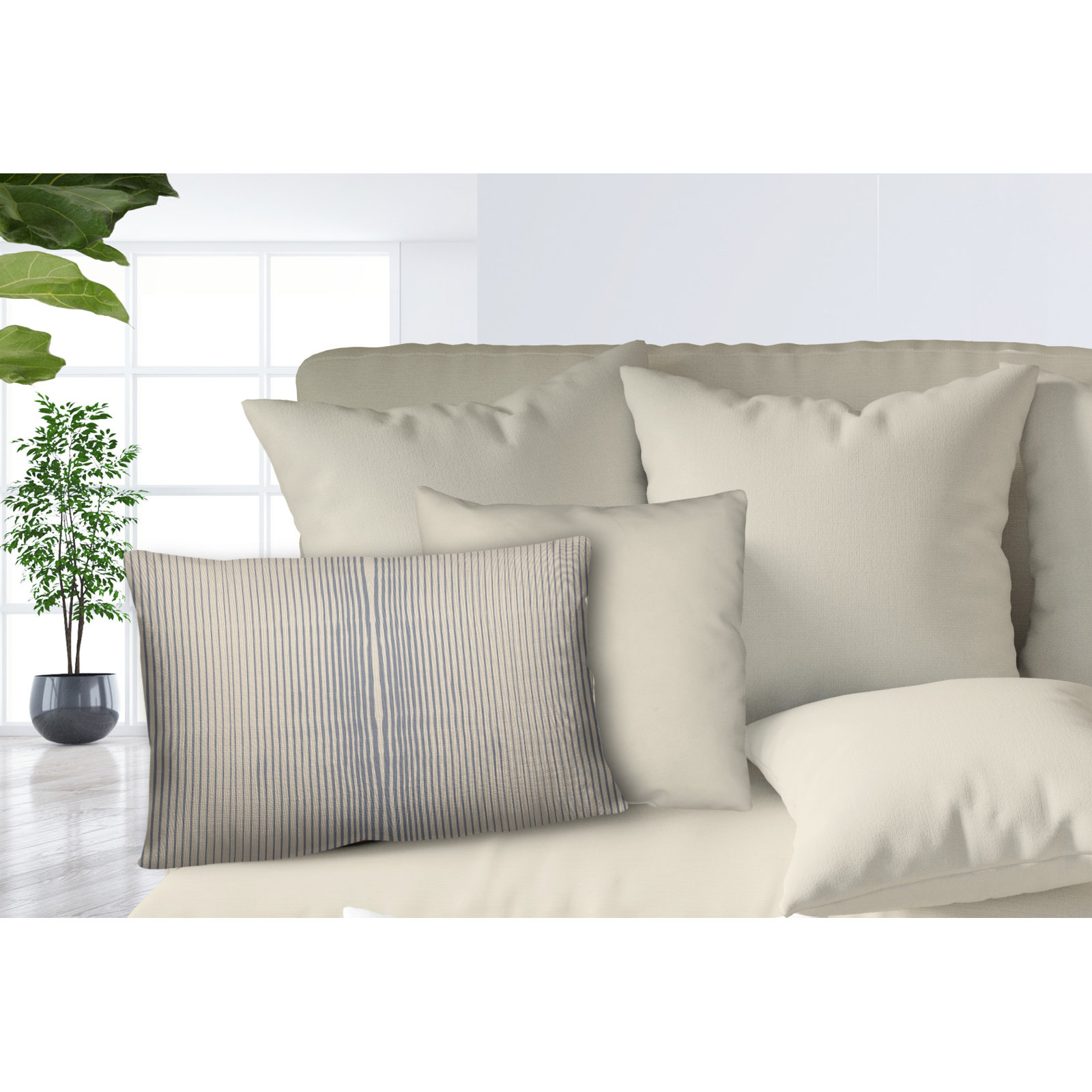 Ash Indoor/Outdoor Lumbar Throw Pillow, Beige