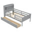 Lit plateforme simple en bois avec éclairage à DEL intégré, tête de lit multifonctionnelle, garde-corps et 2 tiroirs-1874659109