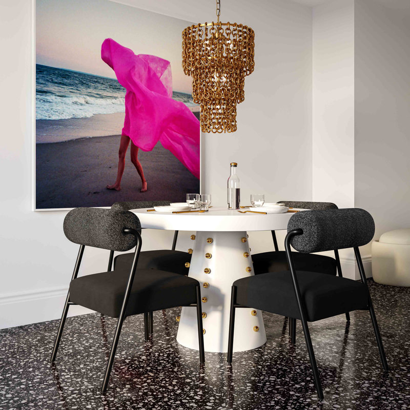 50cm H Velvet Upholstered Side Chair, Black