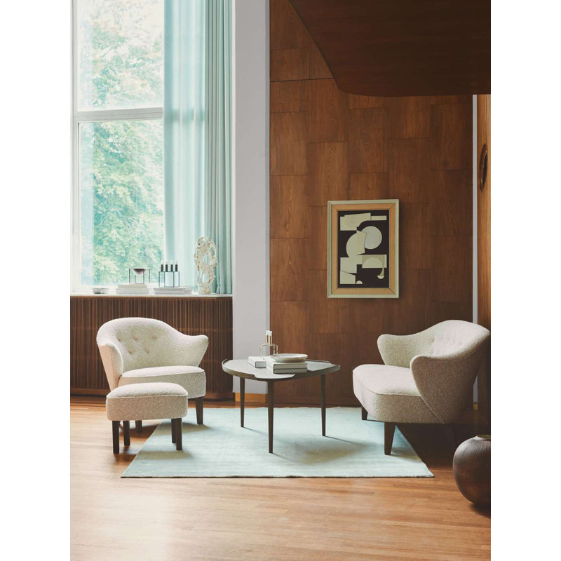 Brasilia Tufted Armchair, Dark Stained Oak, Sheepskin Honey