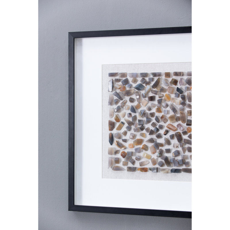 Boîte-cadre en agate de 23,6 po x 23,6 po, noire - encadrée de velours, ajoutant de la sophistication au mur de la boîte de salon moderne, cadre de 23,6 po, envers en velours, multicolore, idéal pour les transitions