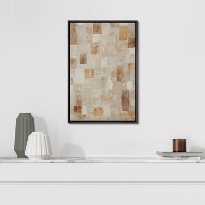 Faux textures abstraites, œuvres d'art rectangulaires beiges, brun clair et brun, décor de chambre à coucher