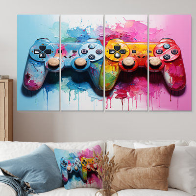 Pink And Blue Ps Video Game Controllers - Video Games 4 Piece Wall Art -  Winston Porter, 04D31757769B46DDB70F250B616476D5